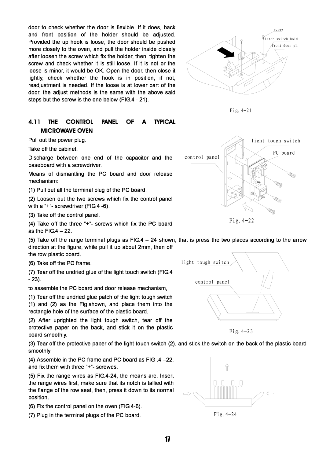 Sanyo SM-GA0005 service manual 4.11THE CONTROL PANEL OF A TYPICAL MICROWAVE OVEN 