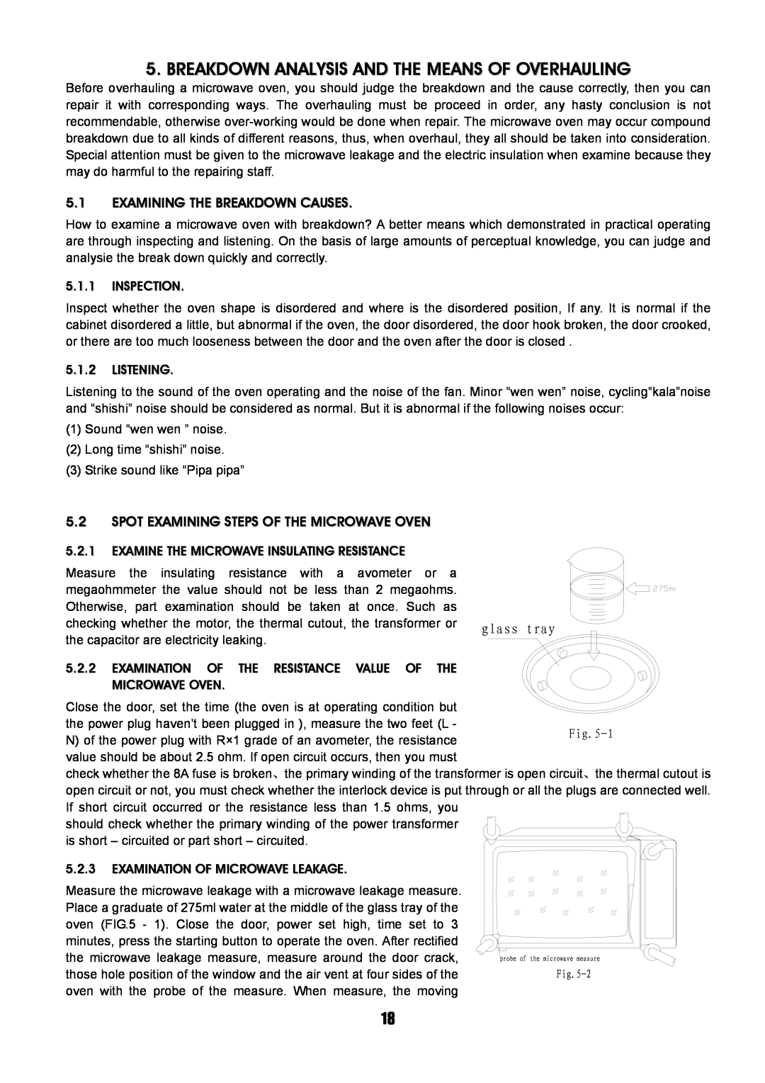 Sanyo SM-GA0005 service manual 5.1EXAMINING THE BREAKDOWN CAUSES, Spot Examining Steps Of The Microwave Oven 