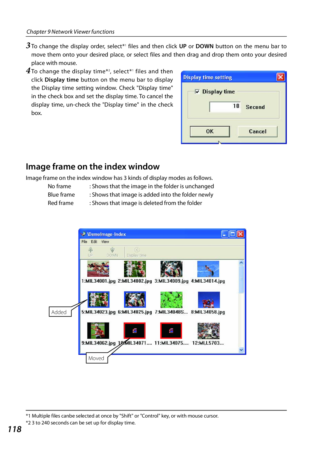 Sanyo SO-WIN-KF3AC, QXXAVC922---P owner manual Image frame on the index window, Network Viewer functions 