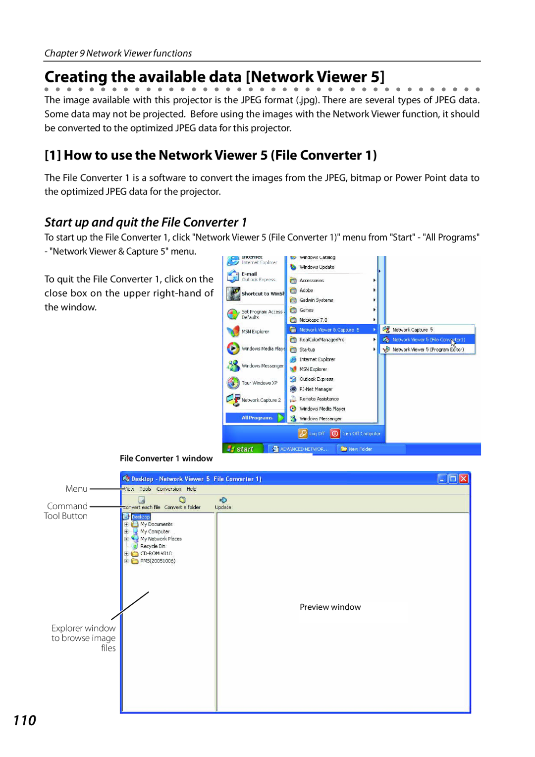 Sanyo SO-WIN-KF3AC Creating the available data Network Viewer, 110, How to use the Network Viewer 5 File Converter 