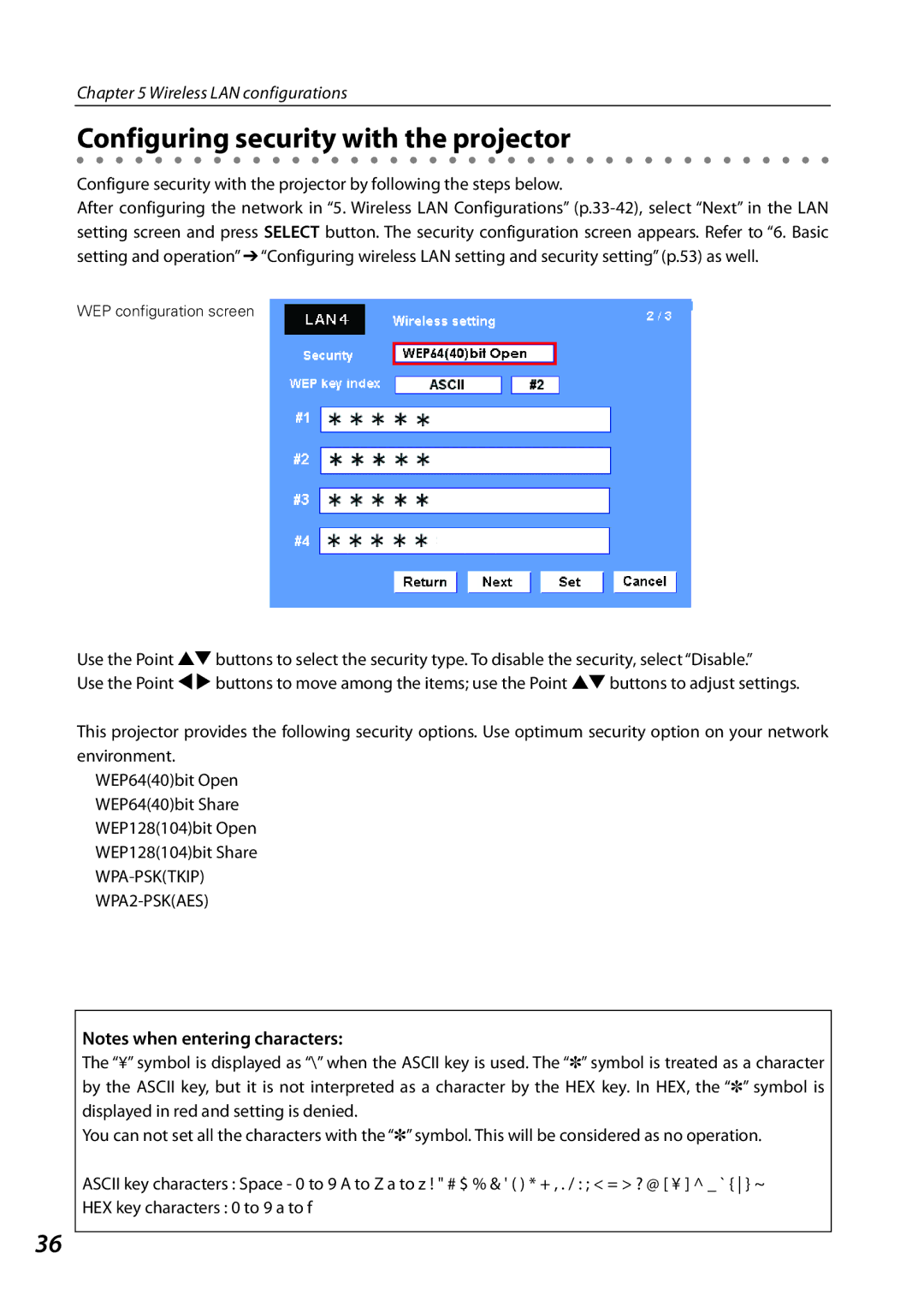 Sanyo SO-WIN-KF3AC, QXXAVC922---P owner manual Configuring security with the projector 