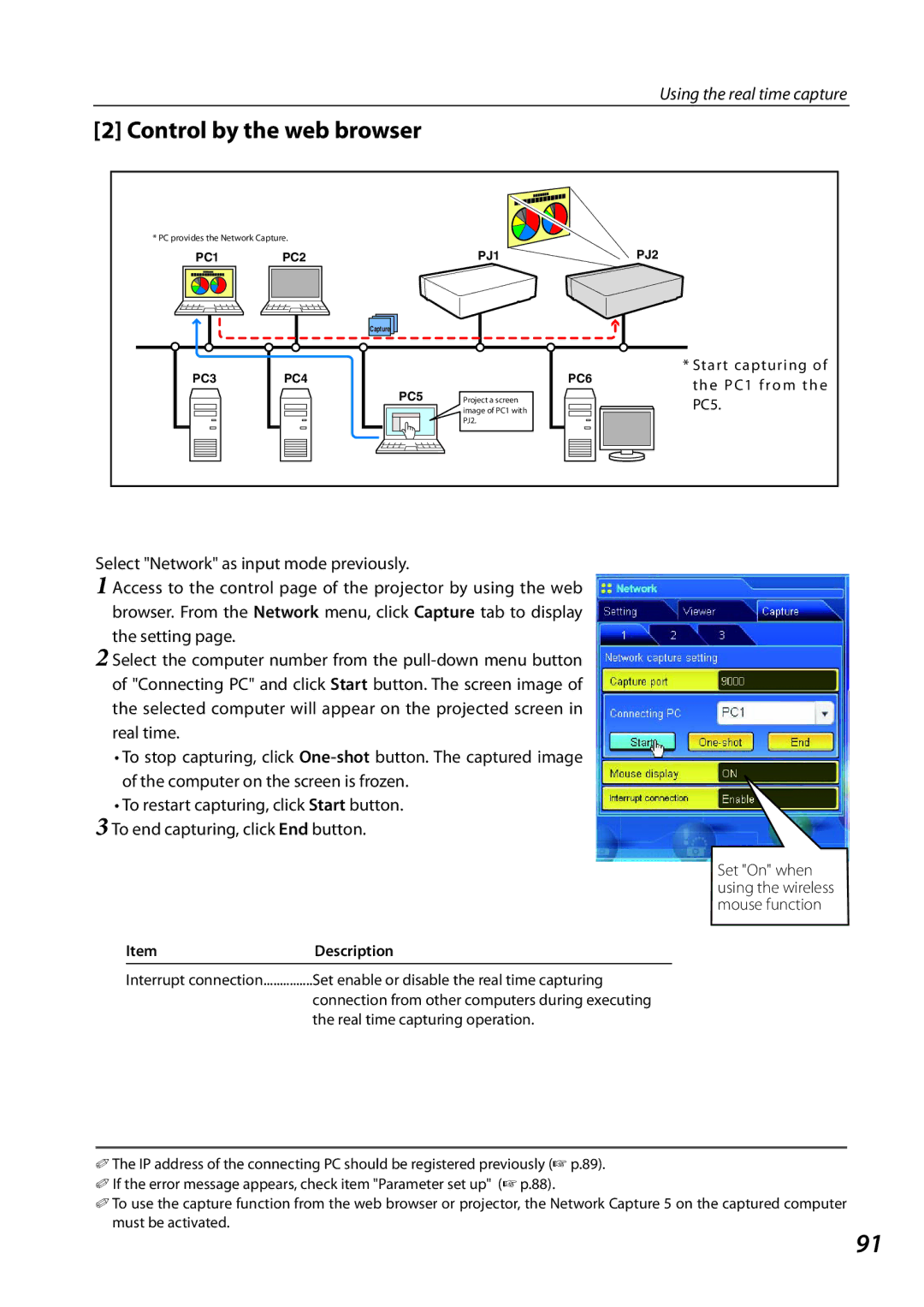 Sanyo QXXAVC922---P, SO-WIN-KF3AC owner manual Control by the web browser, Set enable or disable the real time capturing 