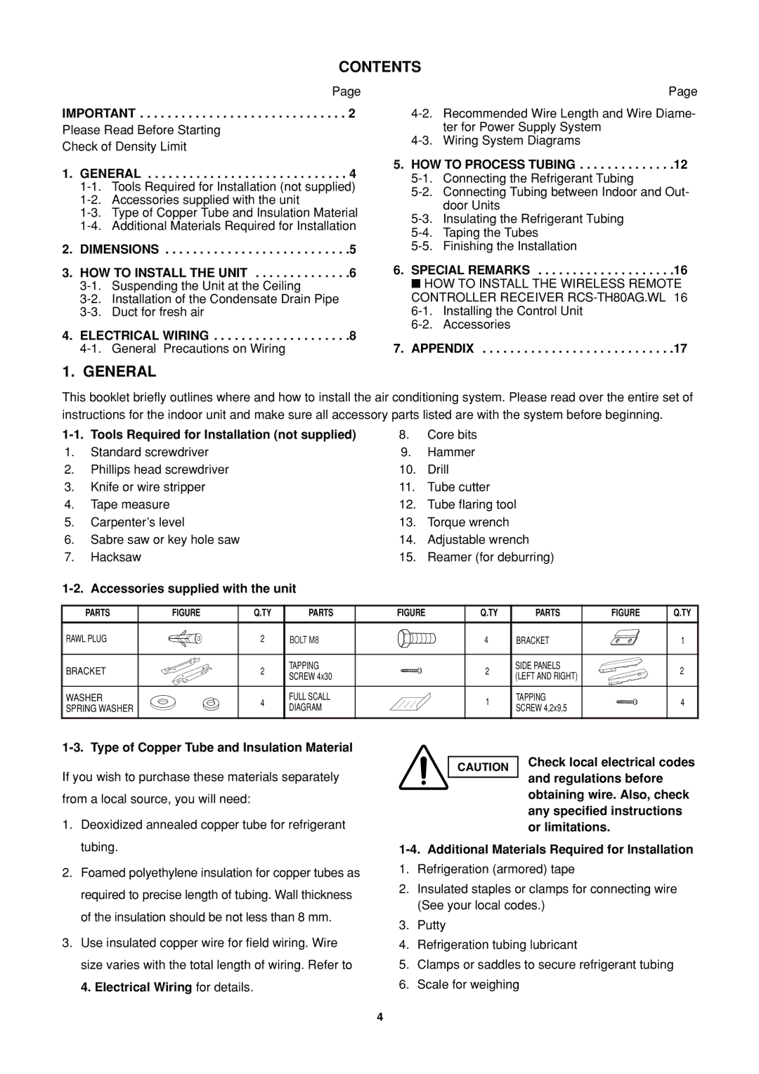 Sanyo SPW-FTR124EH56 operation manual Contents, General 