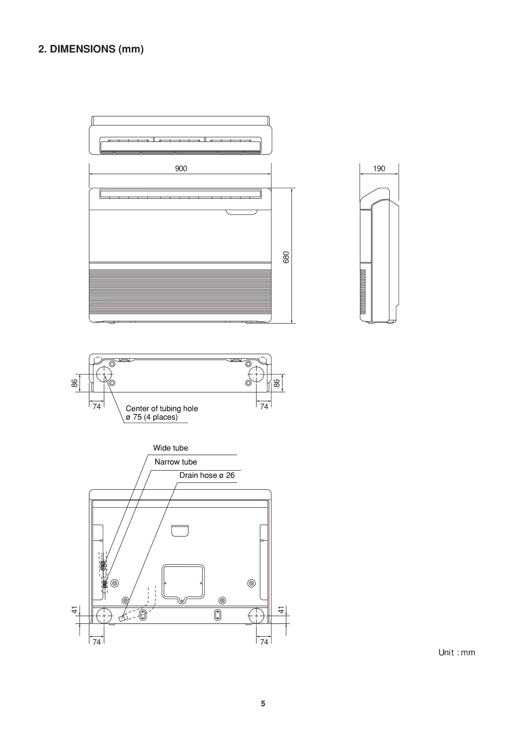 Sanyo SPW-FTR124EH56 operation manual Dimensions mm 