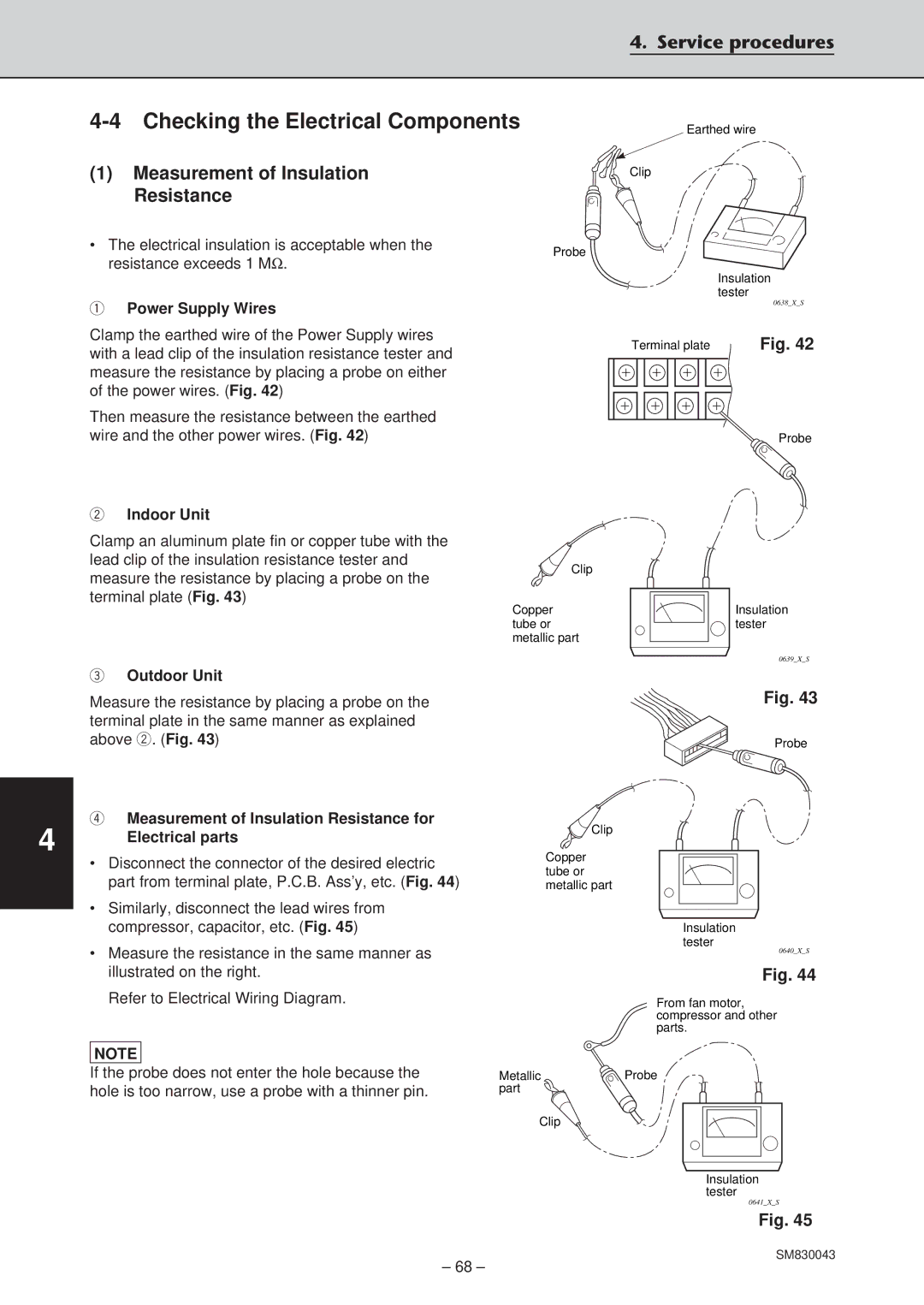 Sanyo SPW-C363G5, SPW-T363GS56, SPW-T483G56 Checking the Electrical Components, Measurement of Insulation Resistance 