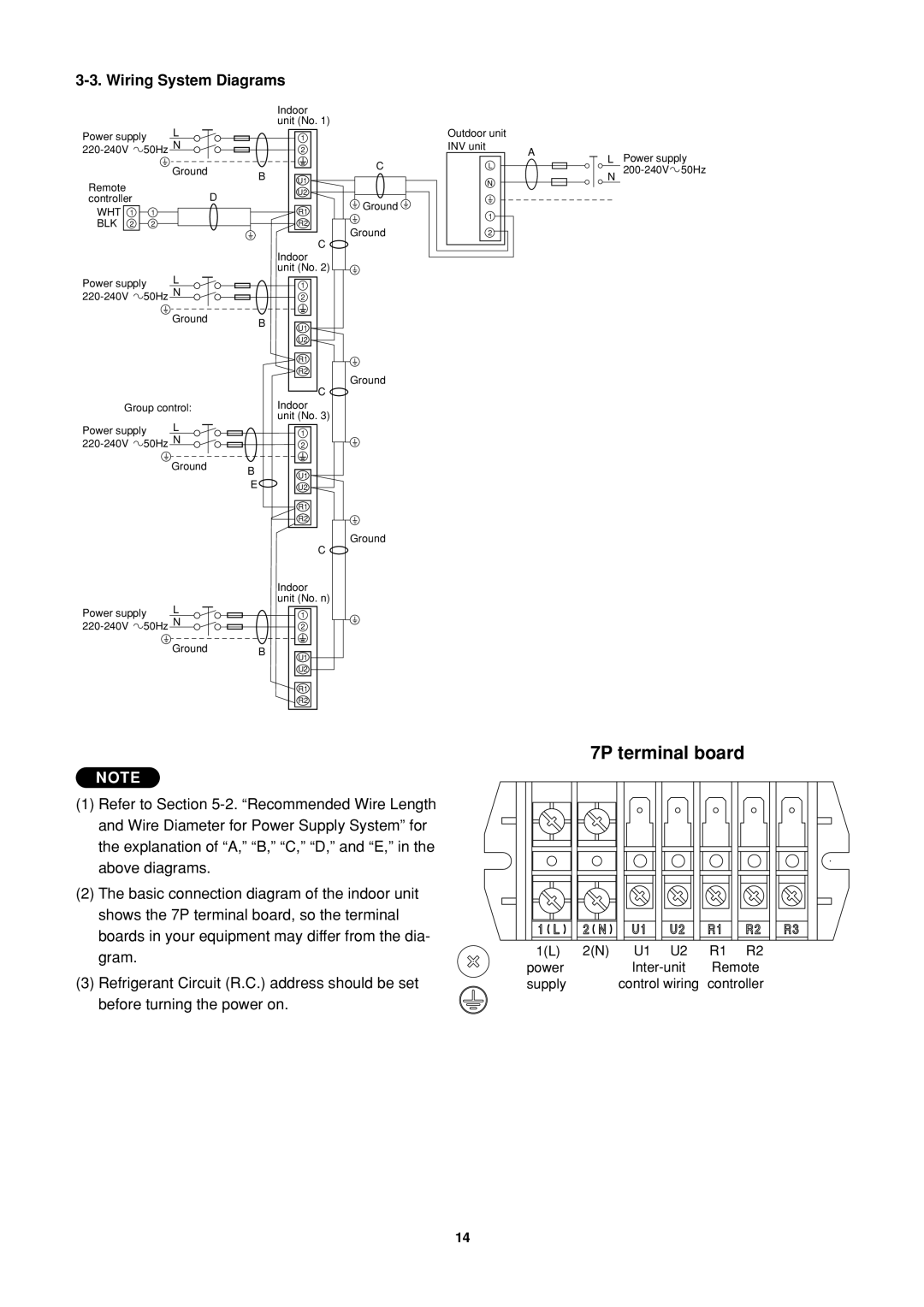 Sanyo SPW-XR254EH56 operation manual 7P terminal board, Wiring System Diagrams 