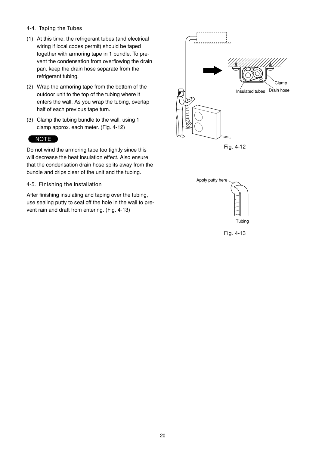 Sanyo SPW-XR254EH56 operation manual Taping the Tubes, Finishing the Installation 