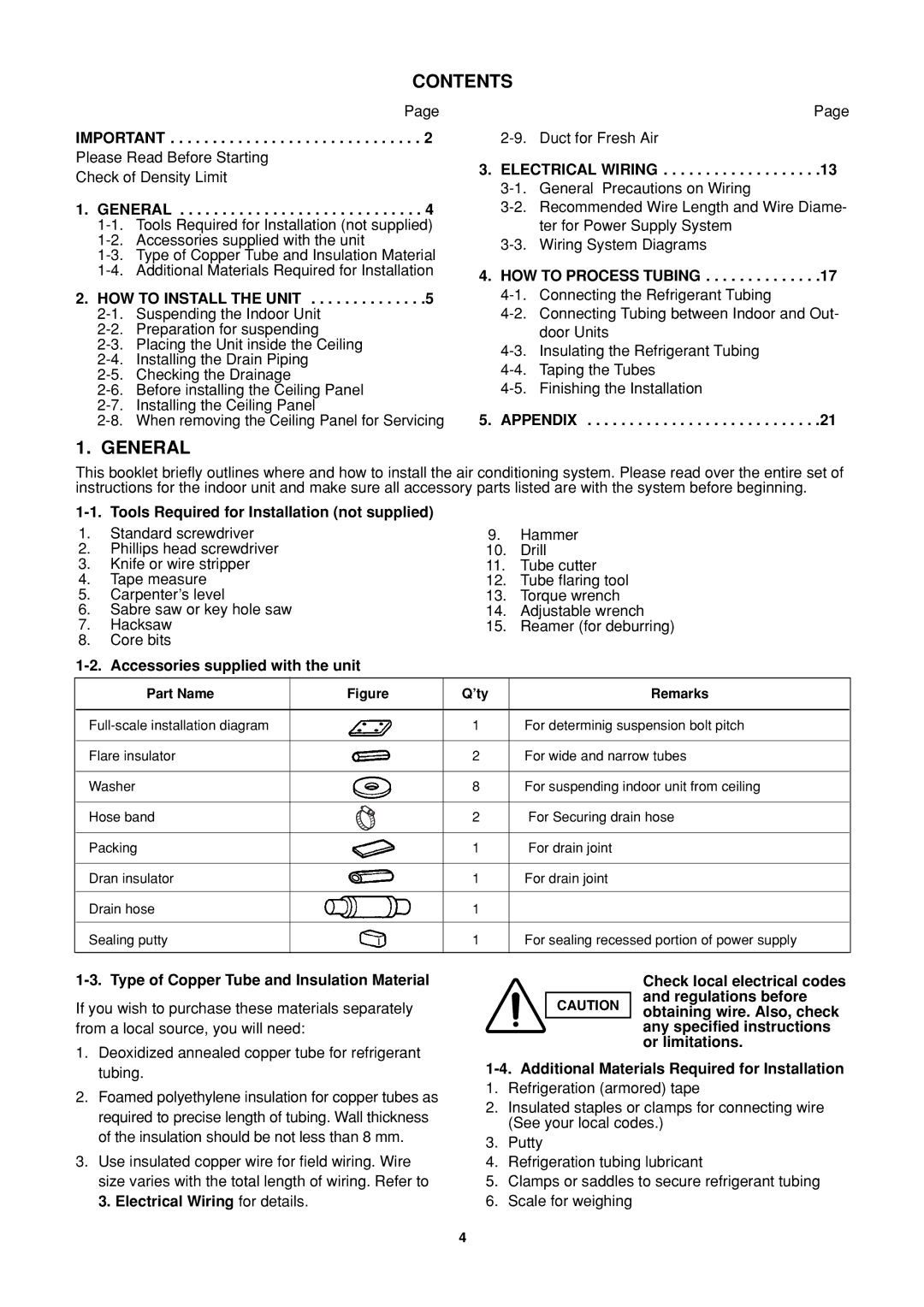 Sanyo SPW-XR254EH56 operation manual Contents, General 