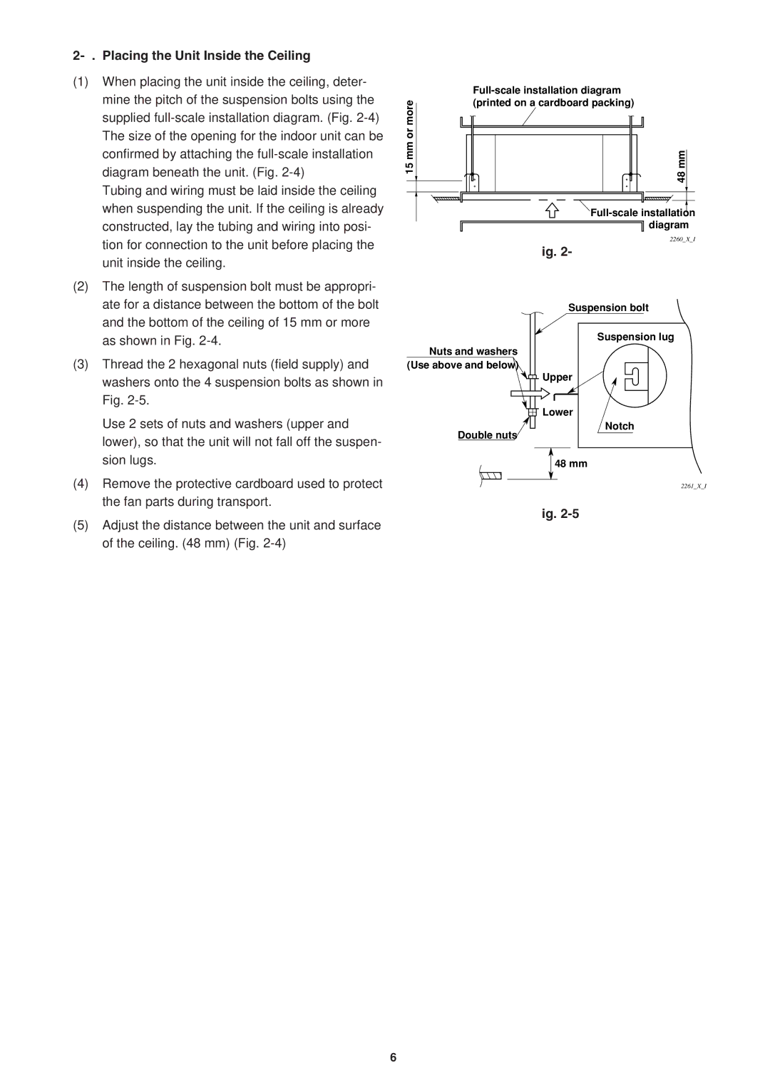 Sanyo SPW-XR254EH56 operation manual Placing the Unit Inside the Ceiling 