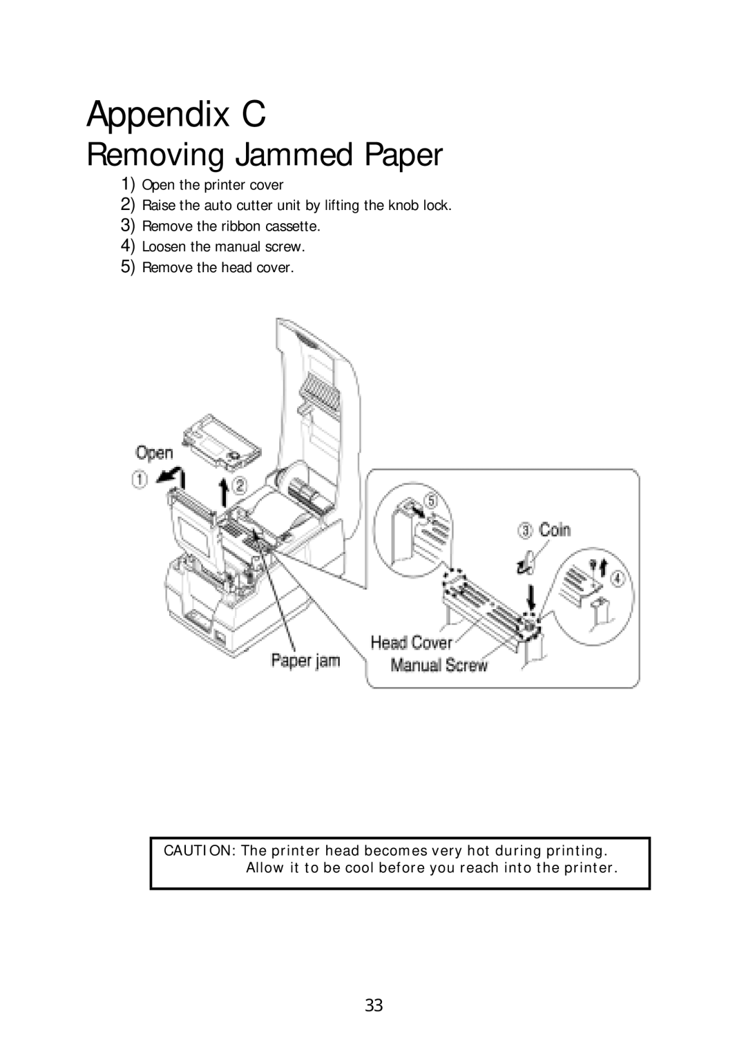 Sanyo SRP-270 specifications Appendix C, Removing Jammed Paper 