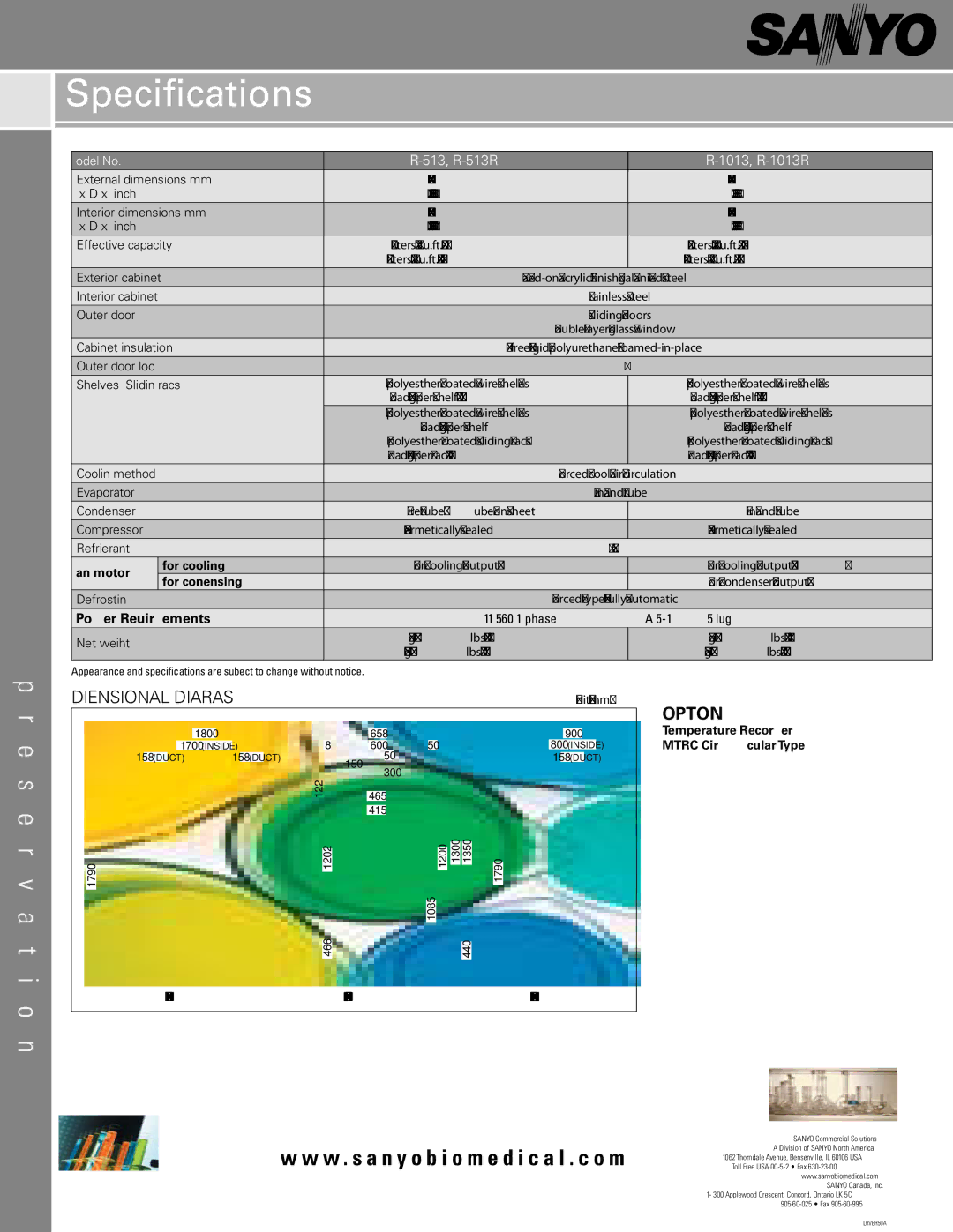 Sanyo SRR-23FD-MED manual Specifications 