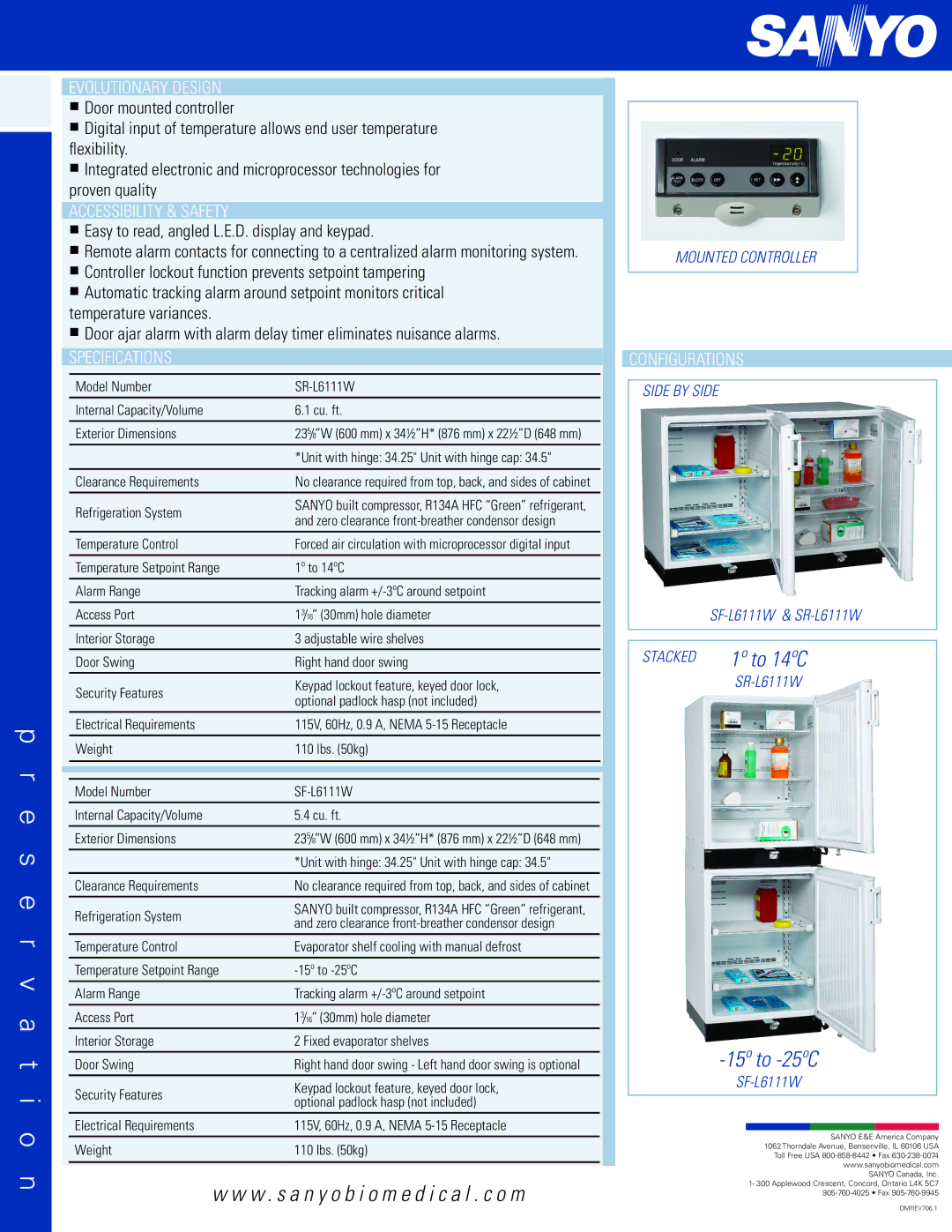 Sanyo SR/SF-L6111W manual Evolutionary Design, Accessibility & Safety, Specifications, Configurations 