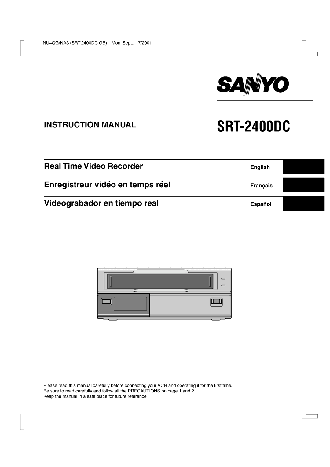 Sanyo SRT-2400DC instruction manual 