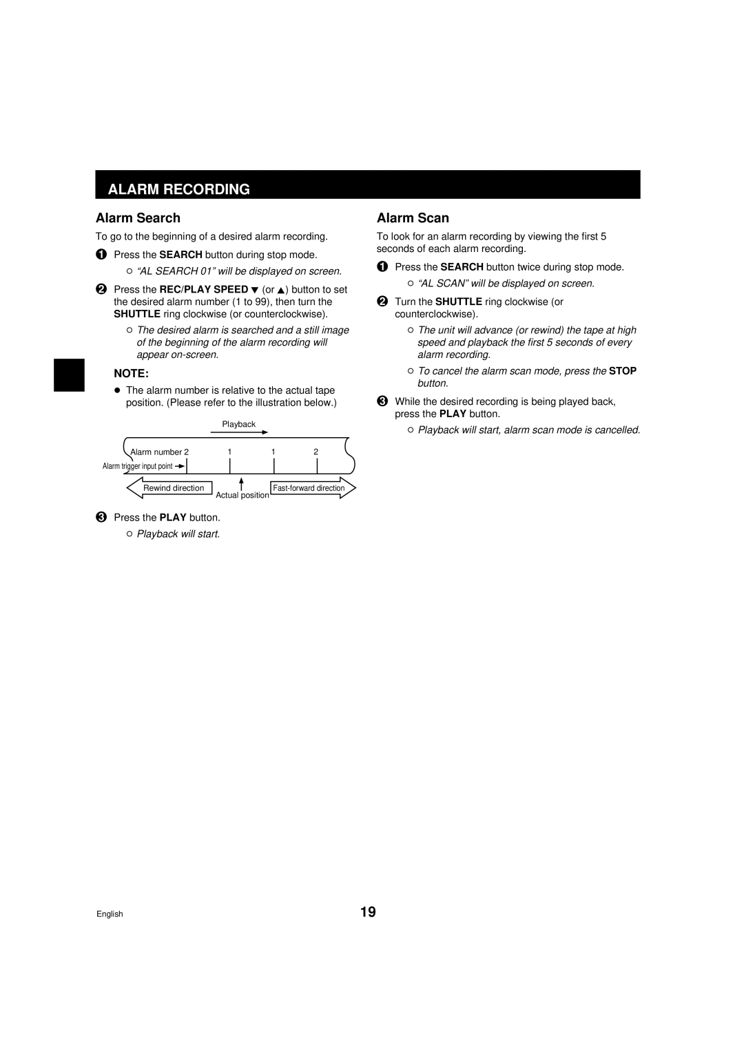 Sanyo srt-6000 instruction manual Alarm Search, Alarm Scan 