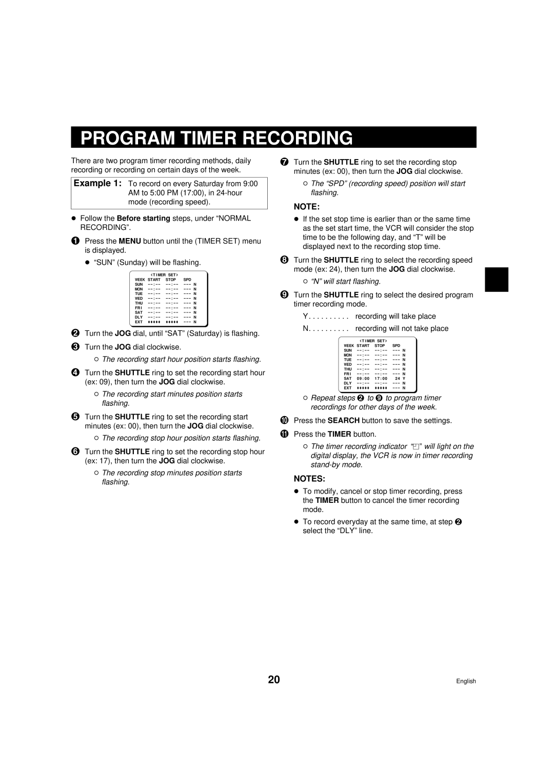 Sanyo srt-6000 instruction manual Program Timer Recording, Recording will not take place 