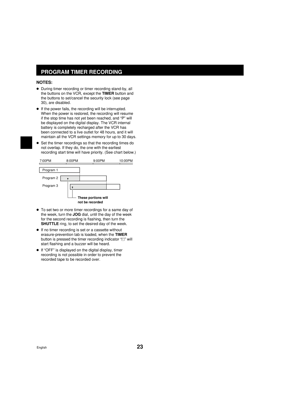 Sanyo srt-6000 instruction manual These portions will not be recorded 