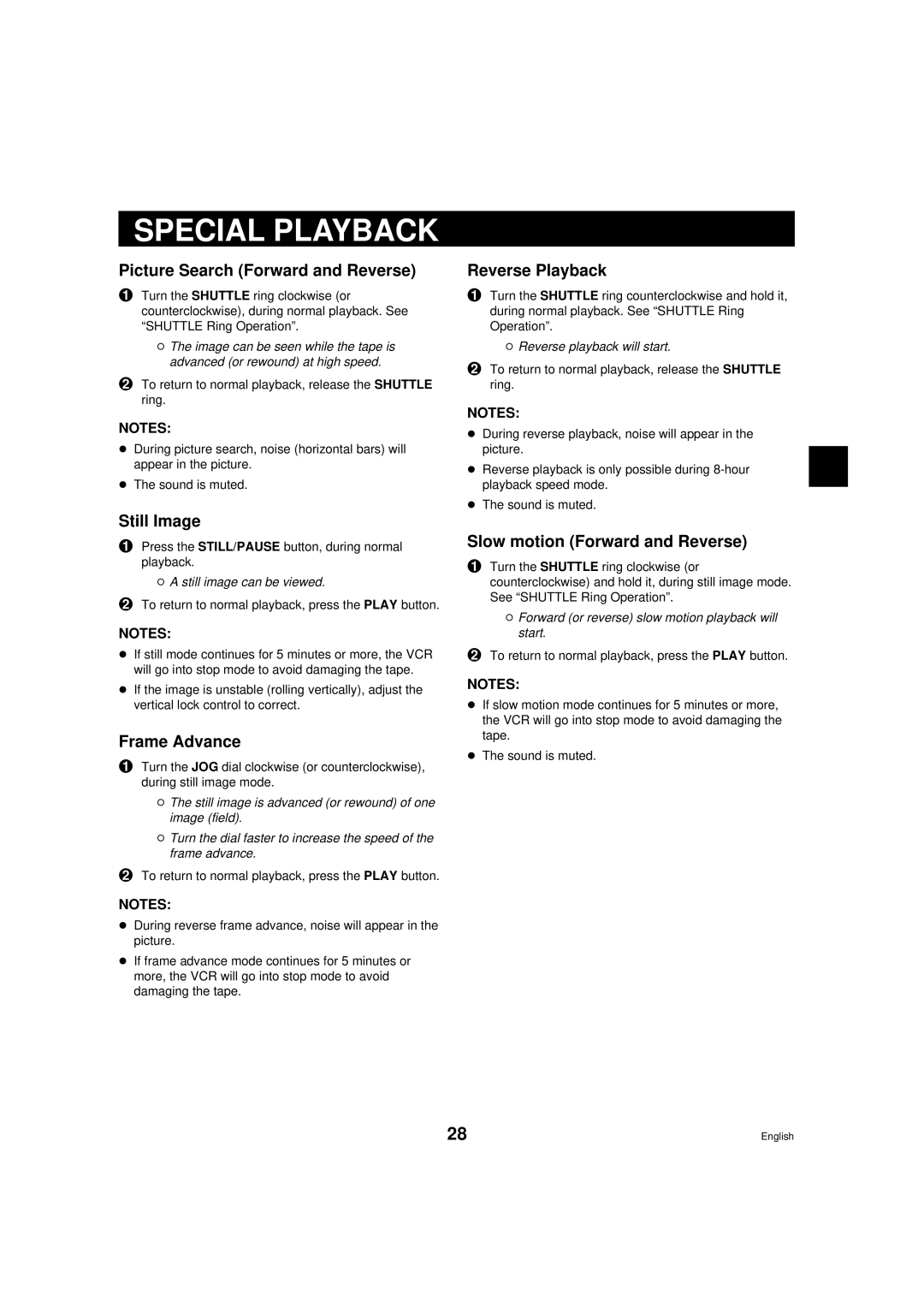 Sanyo srt-6000 instruction manual Special Playback 