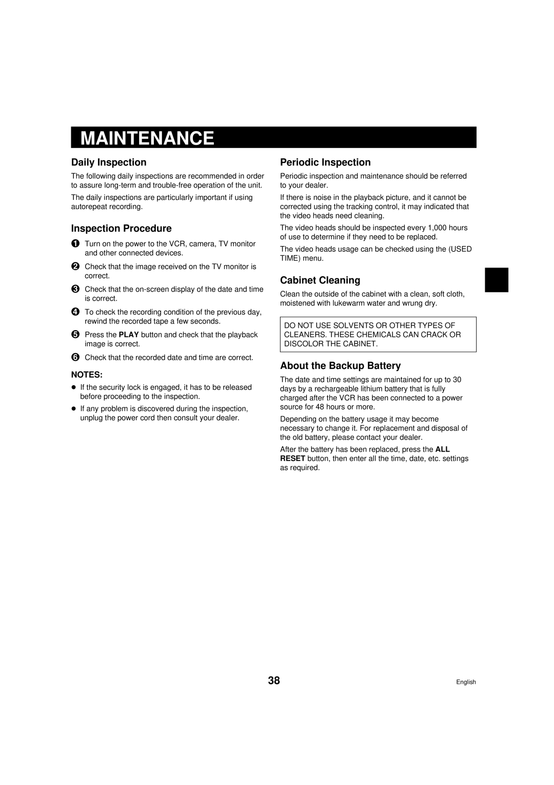 Sanyo srt-6000 instruction manual Maintenance 