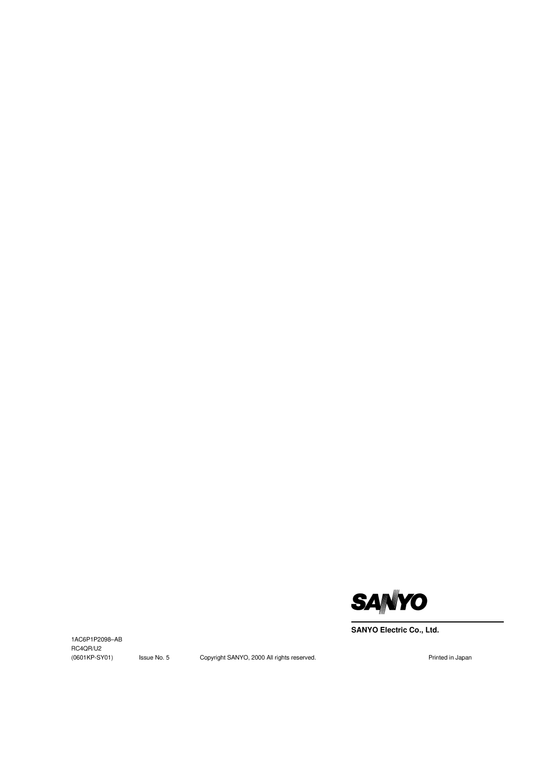 Sanyo srt-6000 instruction manual RC4QR/U2 