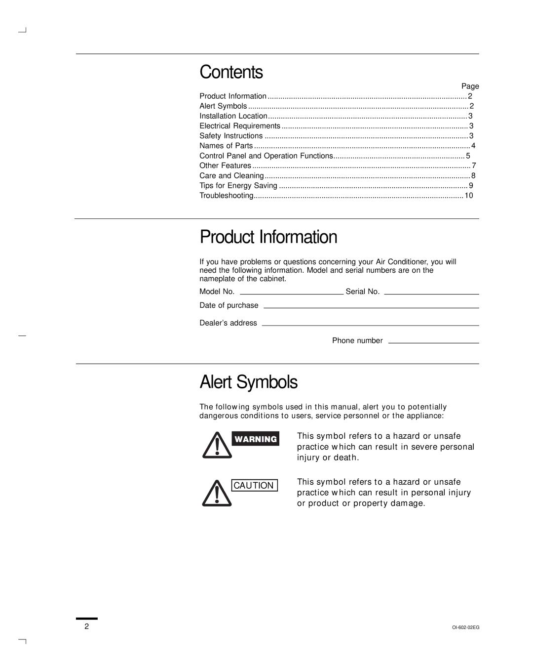 Sanyo STB1010C1, STB0810C1, STB1020C1, STB1220C1, STB1023C1, STB1123C1, STB0811C1 Contents, Product Information, Alert Symbols 