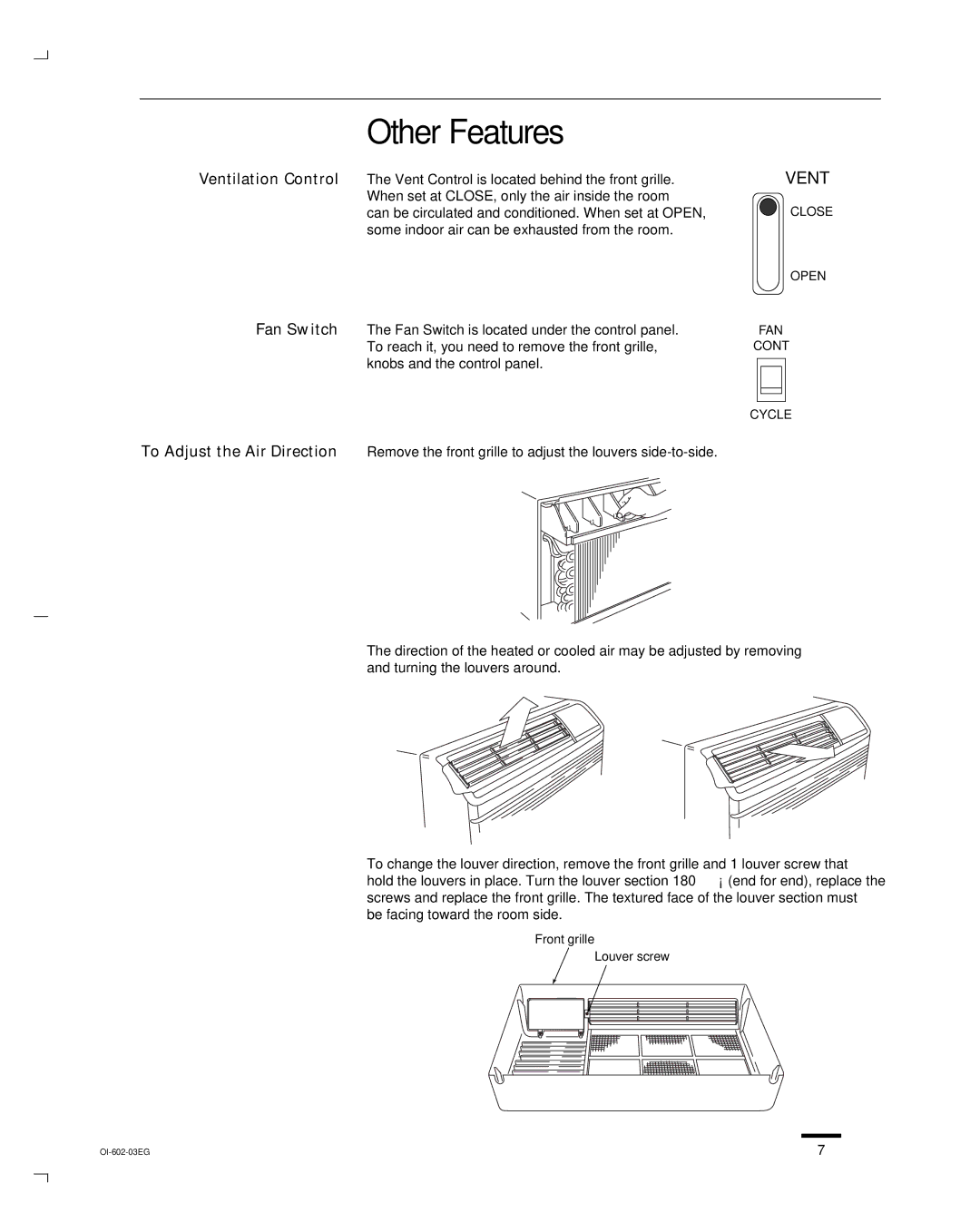 Sanyo STB0810C1, STB1020C1, STB1010C1, STB1220C1, STB1023C1, STB1123C1, STB0811C1 instruction manual Other Features, Vent 