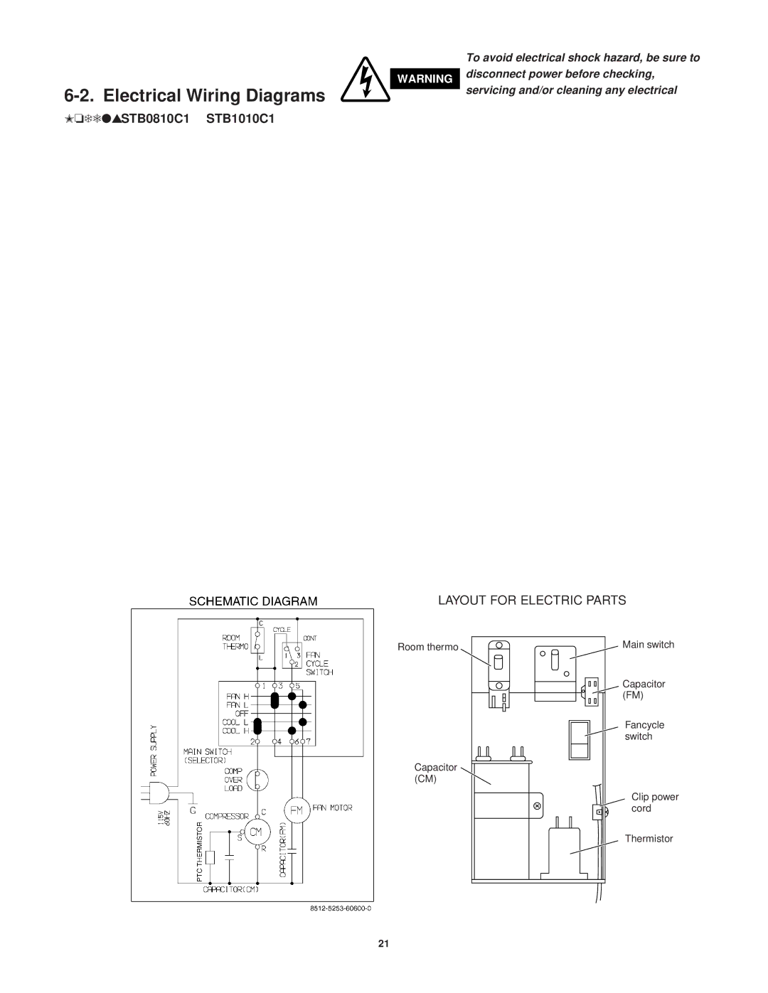 Sanyo STB0823H1, STB1020C1, STB1220C1, STB1023C1, STB1123C1 Electrical Wiring Diagrams, Models STB0810C1 STB1010C1 