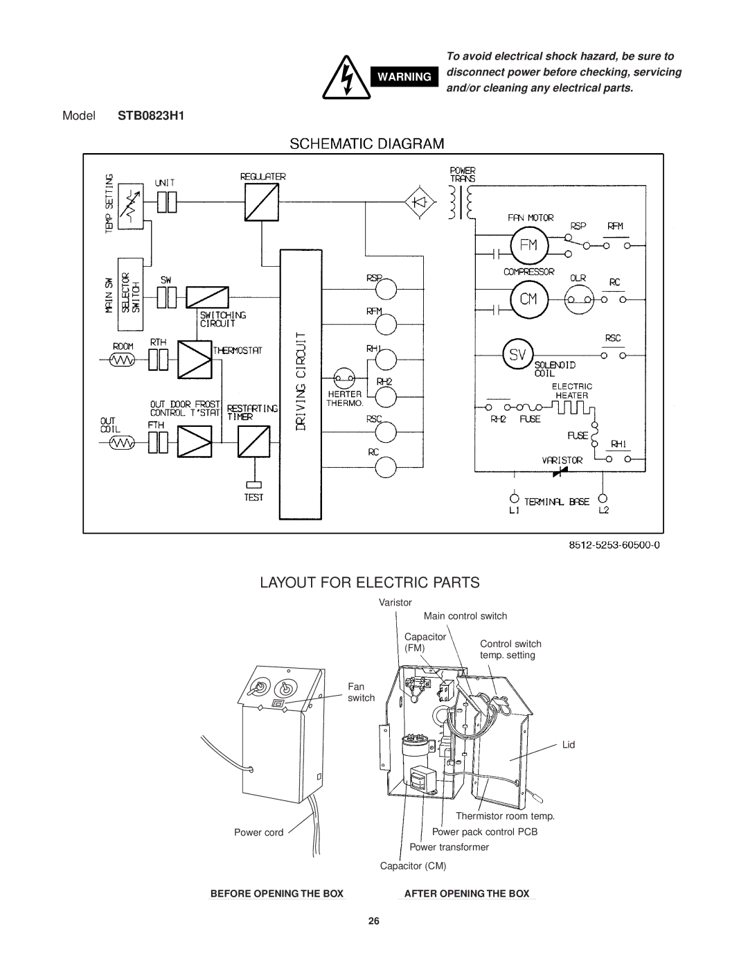 Sanyo STB1123C1, STB0823H1, STB0810C1, STB1020C1, STB1010C1, STB1220C1, STB1023C1, STB0811C1 Layout for Electric Parts 