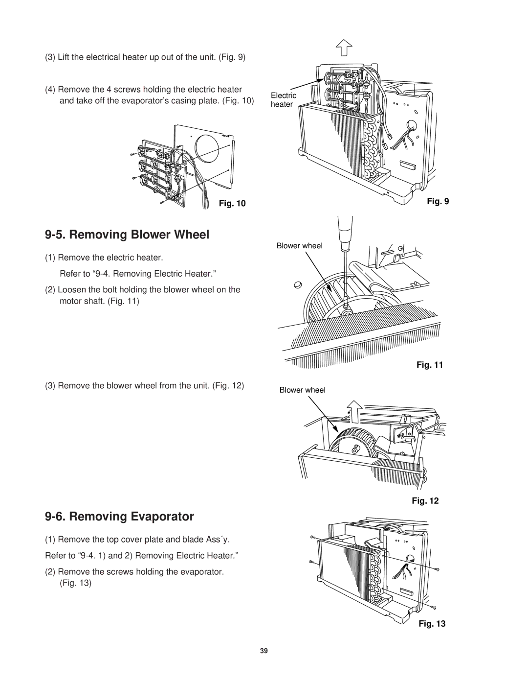 Sanyo STB1010C1, STB0823H1, STB0810C1, STB1020C1, STB1220C1, STB1023C1, STB1123C1 Removing Blower Wheel, Removing Evaporator 