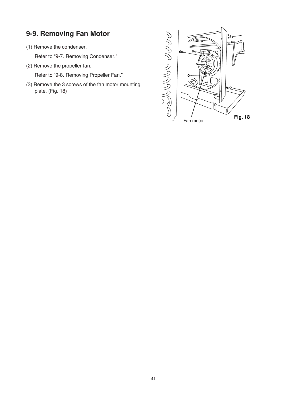 Sanyo STB1023C1, STB0823H1, STB0810C1, STB1020C1, STB1010C1, STB1220C1, STB1123C1, STB0811C1 service manual Removing Fan Motor 