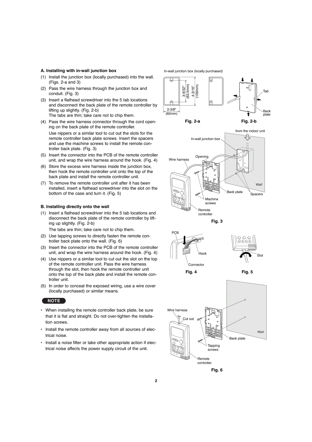 Sanyo STK-RCS-7TWSUA service manual Installing with in-wall junction box, Installing directly onto the wall 