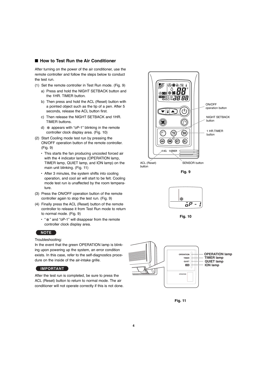 Sanyo STK-RCS-7TWSUA service manual Operation lamp Timer lamp Quiet lamp ION lamp 