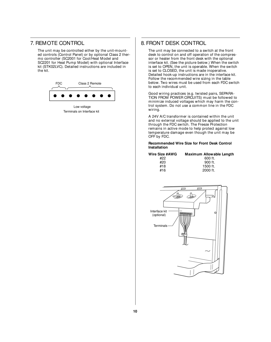 Sanyo STW-2 Series owner manual Remote Control, Front Desk Control 