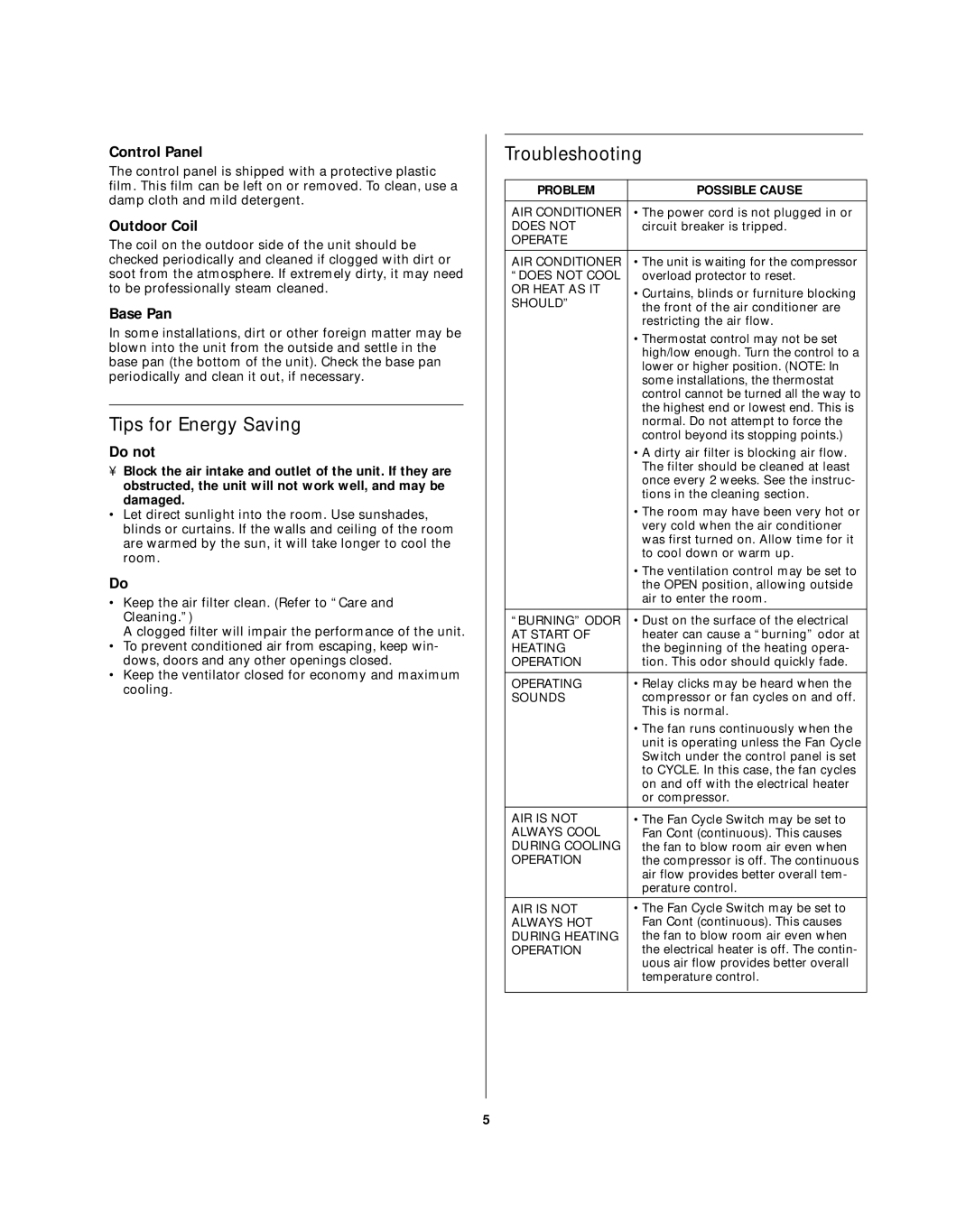 Sanyo STW-2 Series owner manual Tips for Energy Saving, Troubleshooting 