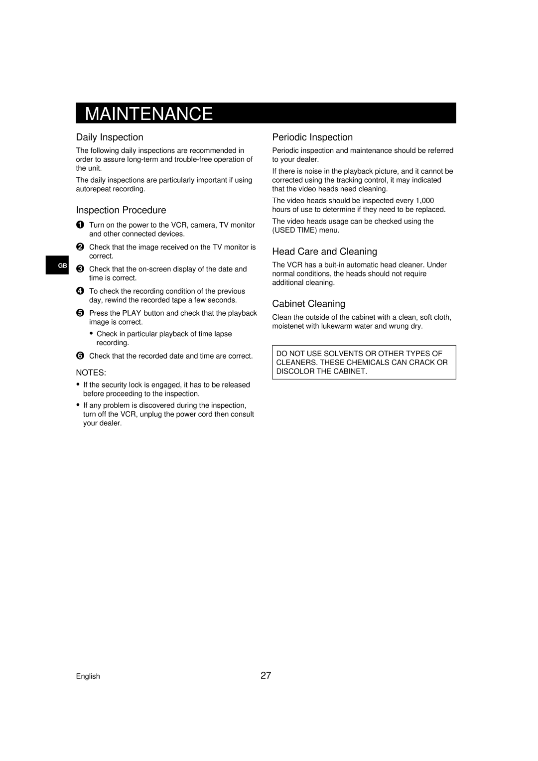 Sanyo TLS-224P instruction manual Maintenance 