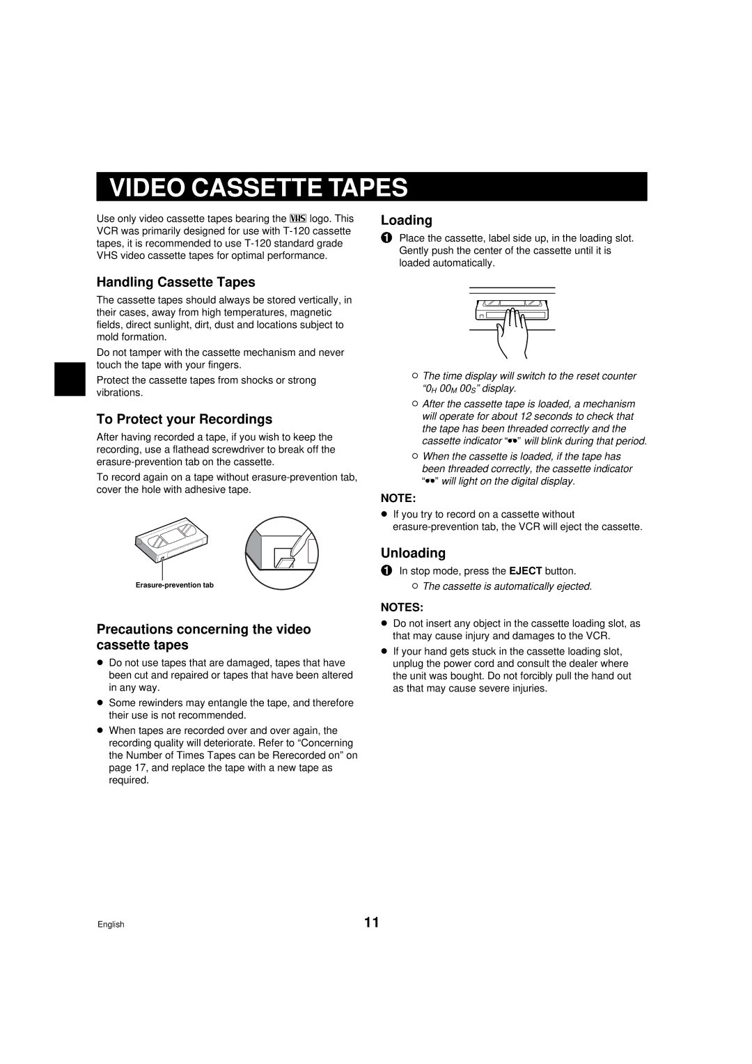 Sanyo TLS-9072 instruction manual Video Cassette Tapes 