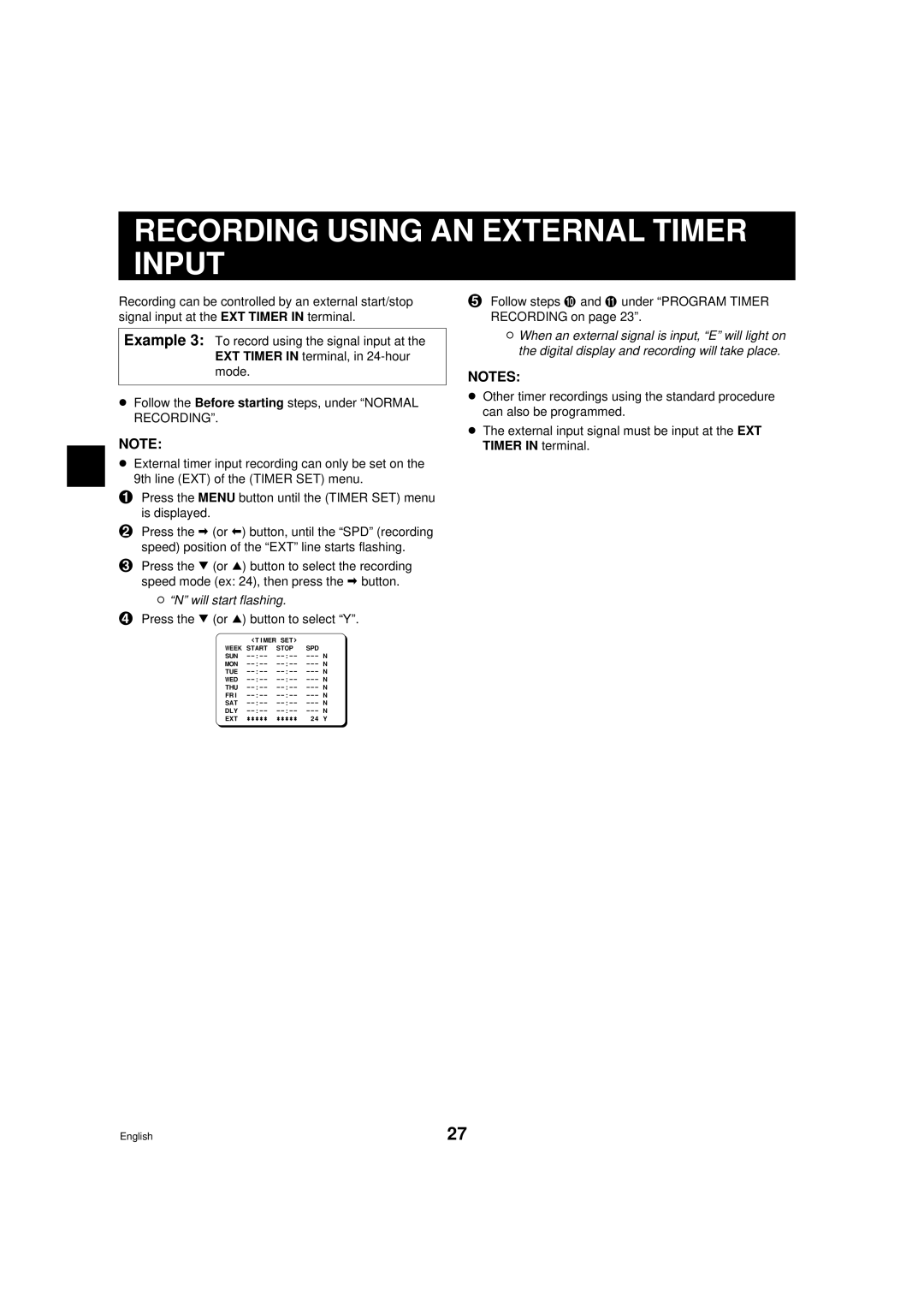 Sanyo TLS-9072 instruction manual Recording Using AN External Timer Input, Will start flashing 