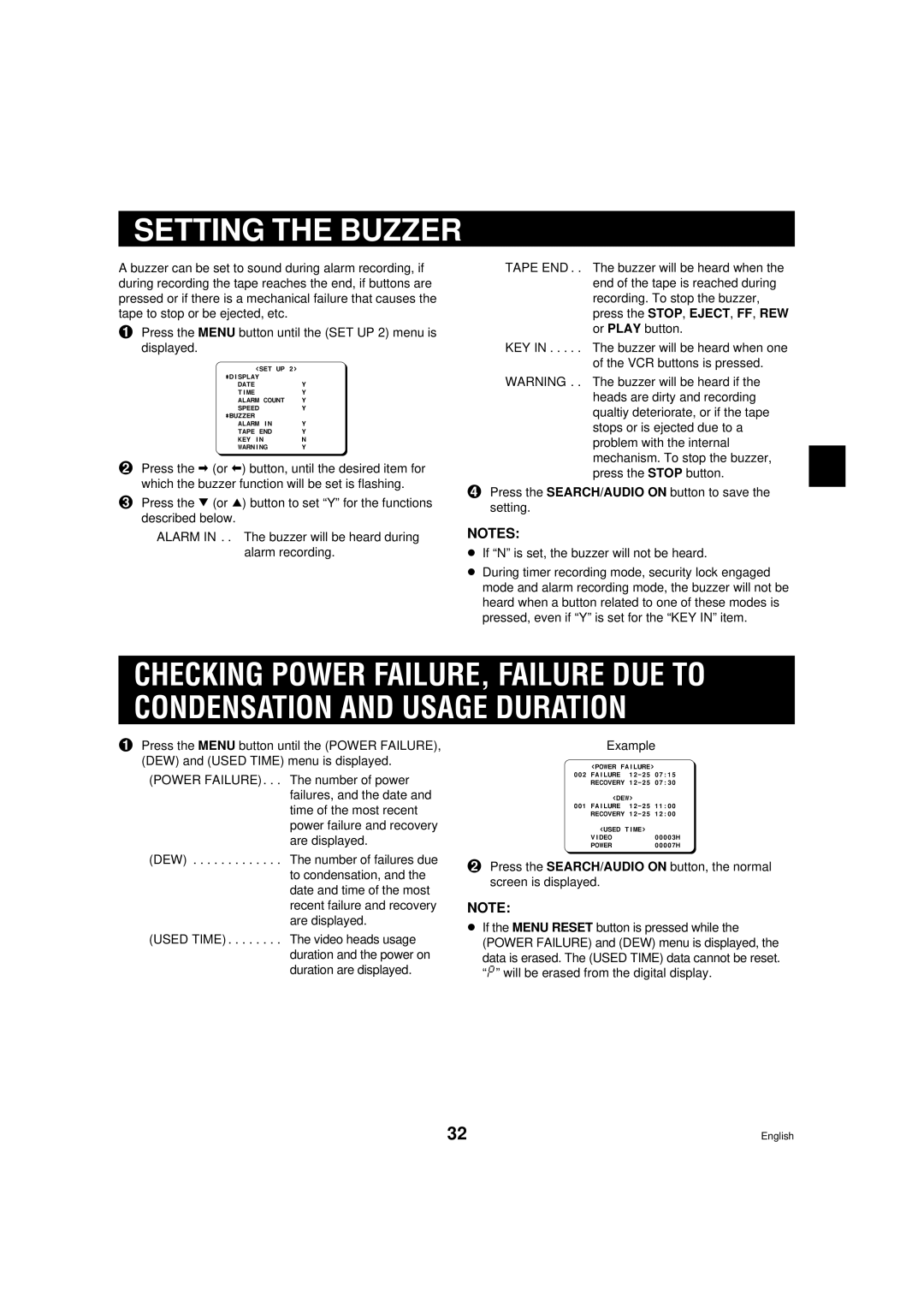 Sanyo TLS-9072 instruction manual Setting the Buzzer, @@@@Power@Failure 