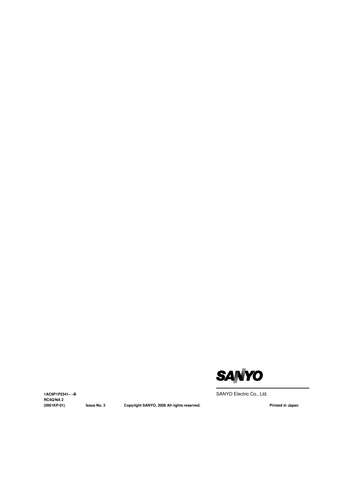 Sanyo TLS-9072 instruction manual RC4Q/NA 