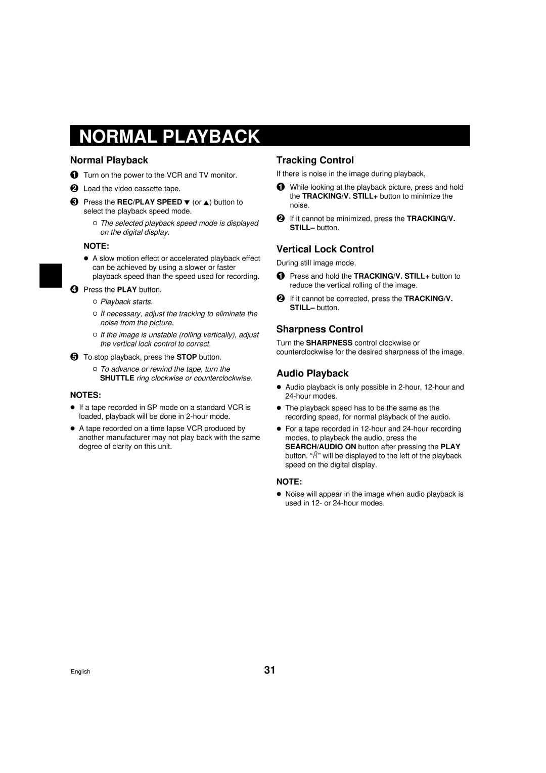 Sanyo TLS-9960 instruction manual Normal Playback 