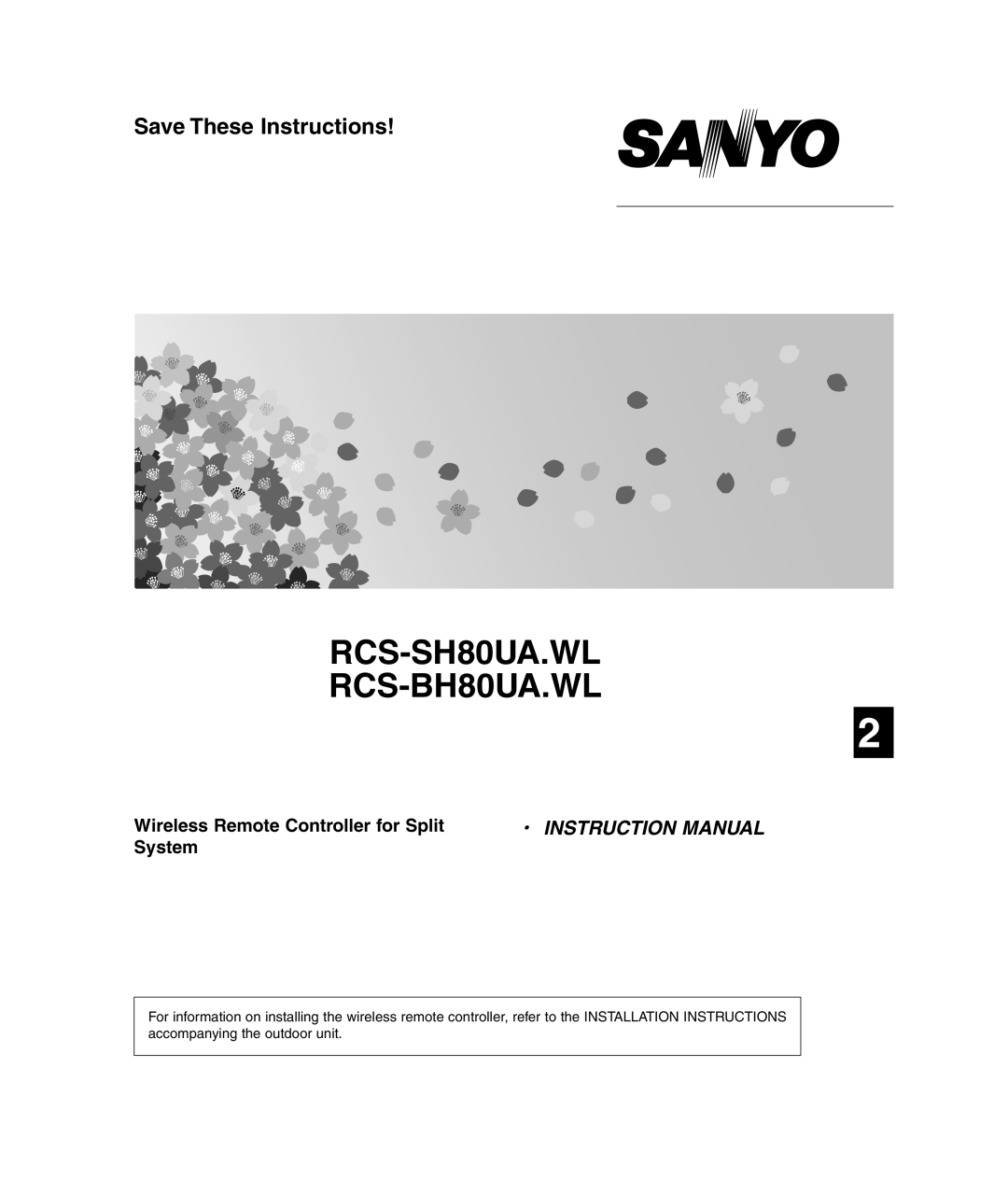 Sanyo SHA-KC64UG, TM-SH80UG, RCS-SH80UG instruction manual RCS-SH80UA.WL RCS-BH80UA.WL 