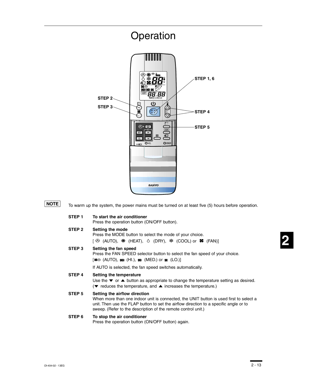 Sanyo SHA-KC64UG, TM-SH80UG, RCS-SH80UG, RCS-SH80UA instruction manual OI-404-02 13EG 