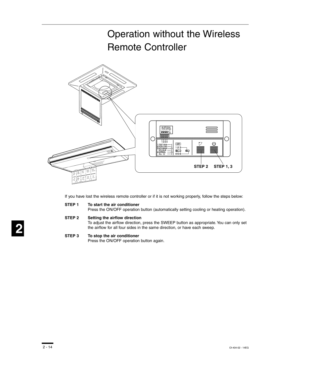 Sanyo RCS-SH80UG, TM-SH80UG Operation without the Wireless Remote Controller, Press the ON/OFF operation button again 