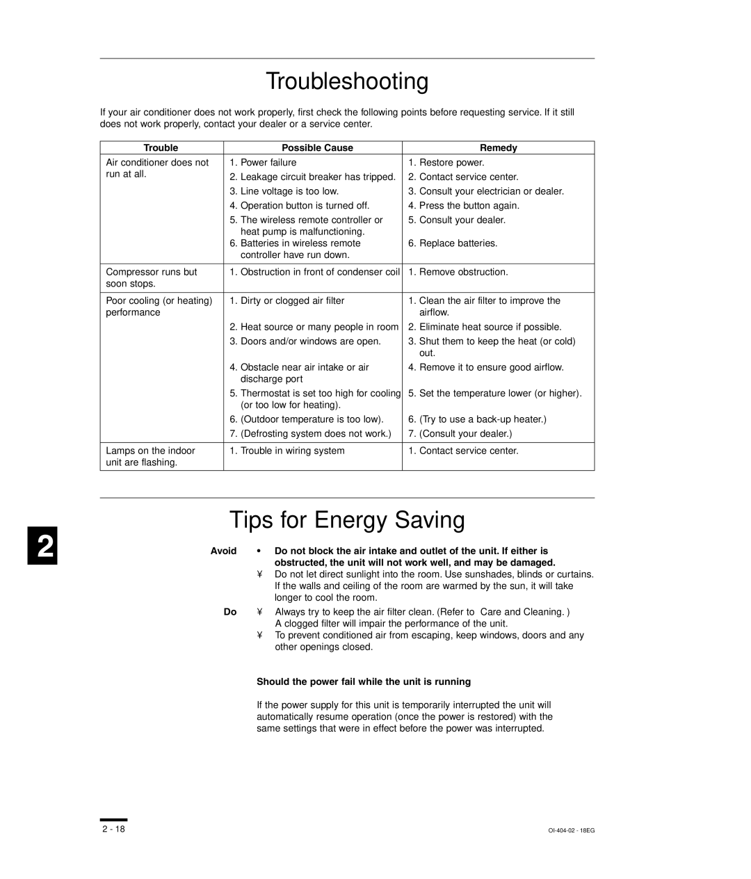 Sanyo RCS-SH80UG, TM-SH80UG, SHA-KC64UG, RCS-SH80UA instruction manual OI-404-02 18EG 