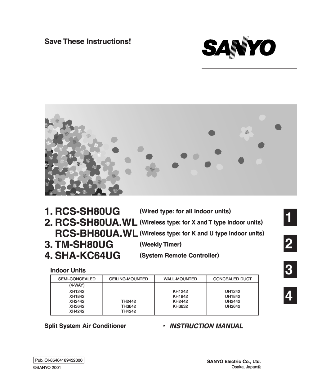 Sanyo SHA-KC64UG, RCS-SH80UG, RCS-SH80UA instruction manual Save These Instructions, TM-SH80UG 