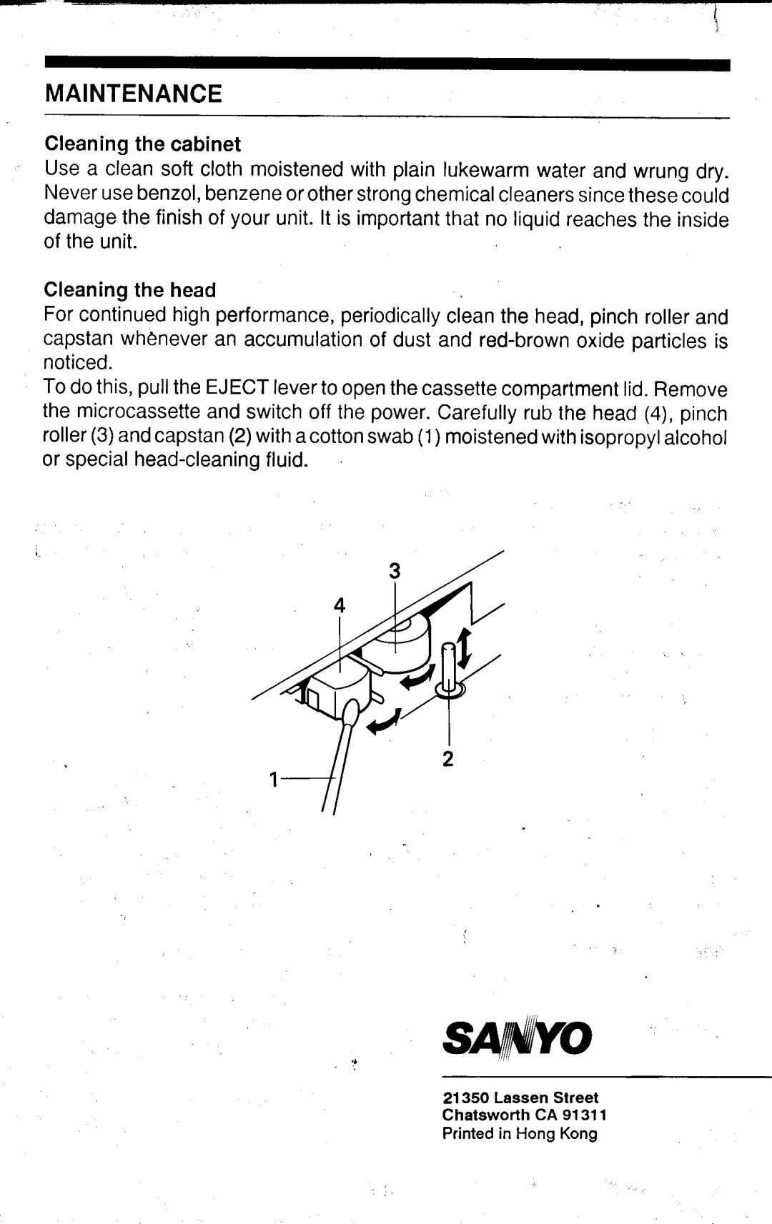 Sanyo TRC-6030 instruction manual Maintenance, Cleaningthecabinet 