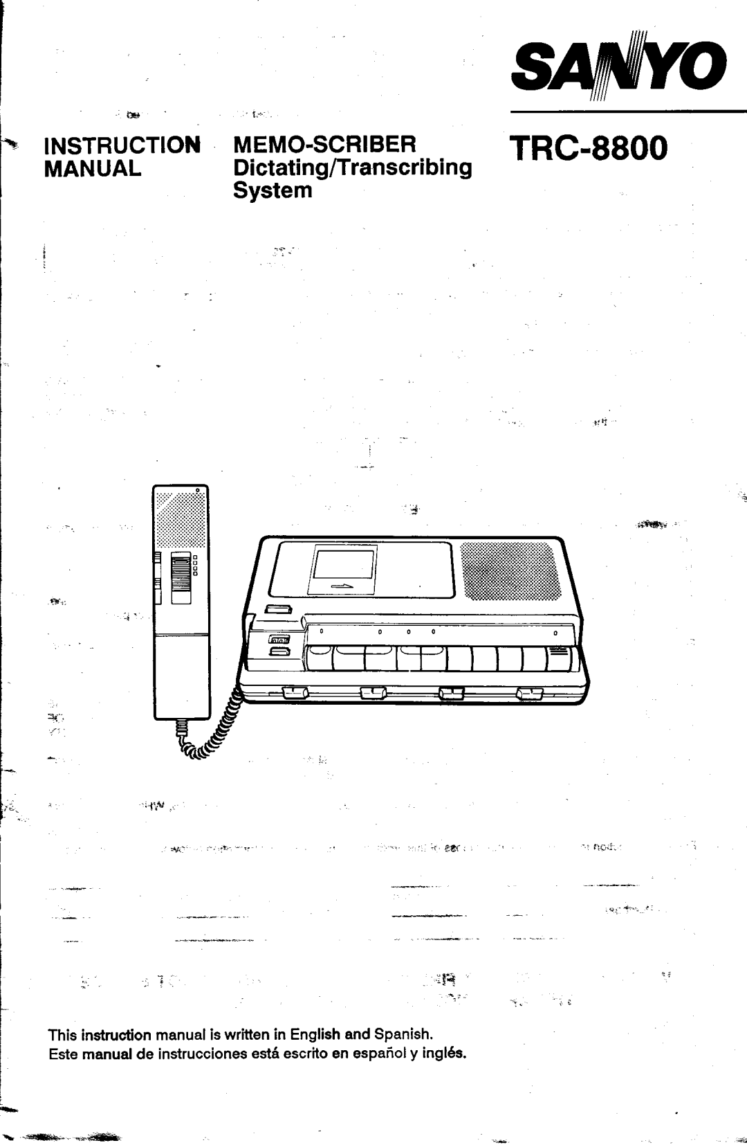 Sanyo instruction manual INSTRUCTION MEMO-SCRIBER TRC-8800, MANUAL Dictating/Transcribi System, llr , a, iqfa 