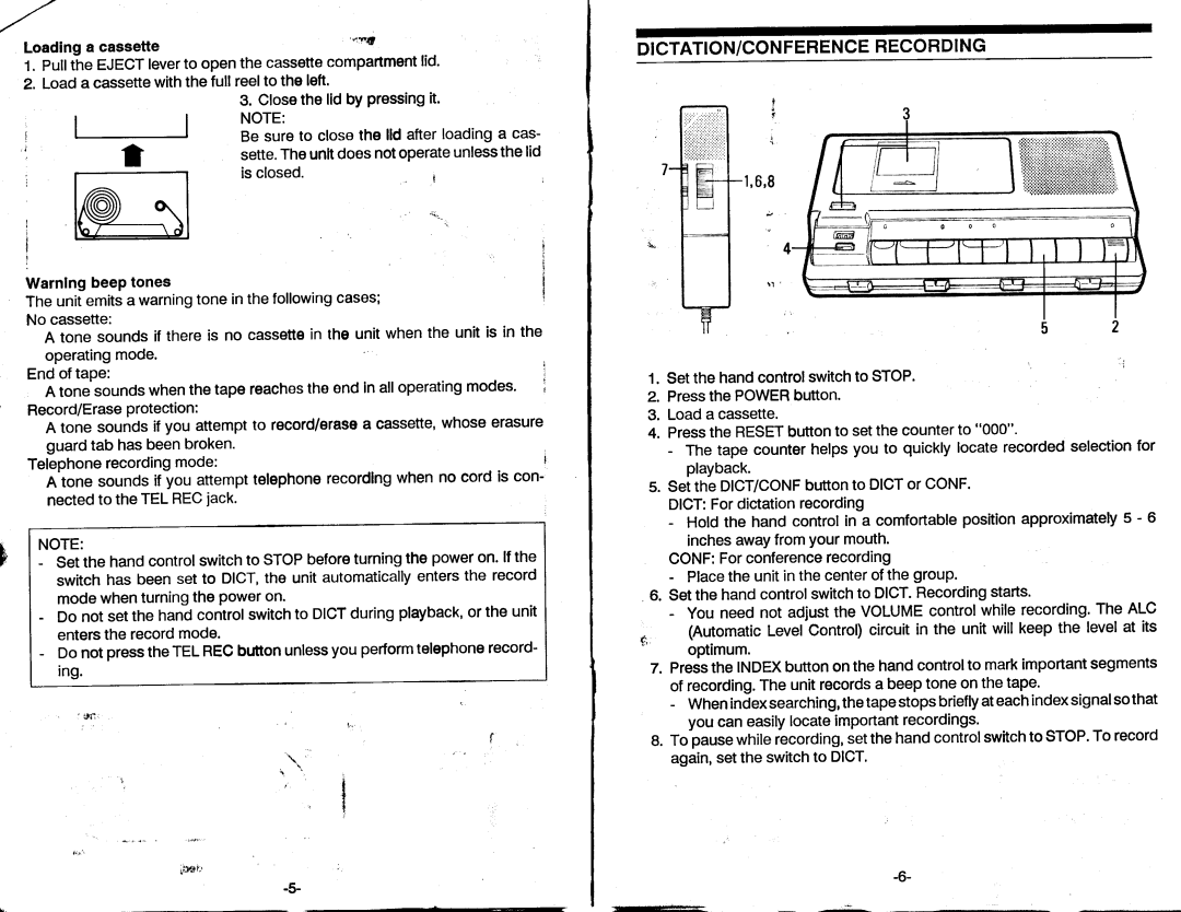 Sanyo TRC-8800 instruction manual Dictation/Conferencerecording, Hffi# 