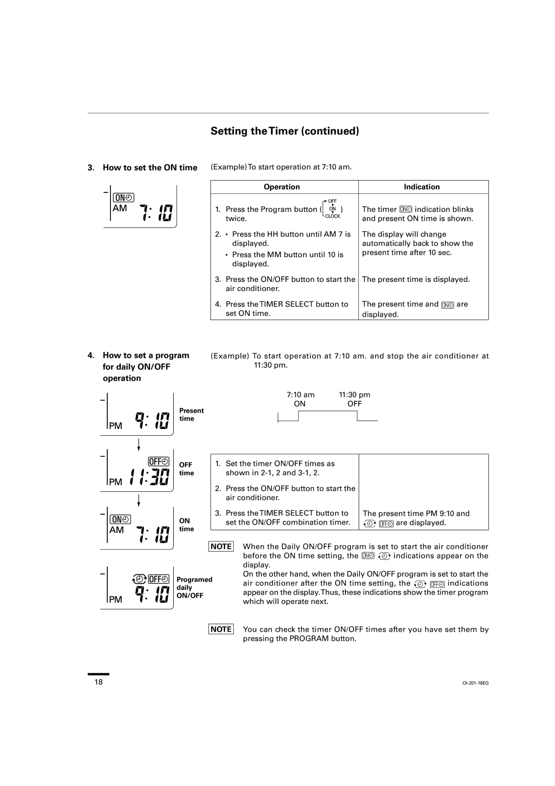 Sanyo KS3632, TS3632, TS2432, TS4232, XS2432, XS1822, XS4232 Setting the Timer, How to set a program for daily ON/OFF operation 