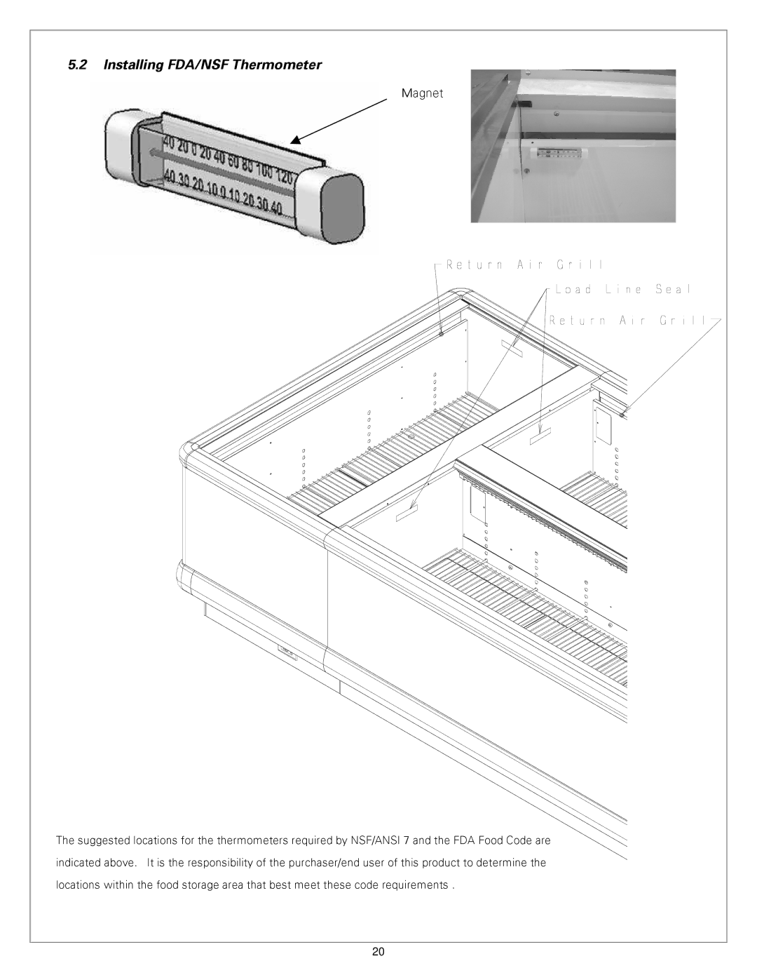 Sanyo TVQ-EXA029K. TVQ-EXACK, TVQ-EXA089K service manual Installing FDA/NSF Thermometer, Magnet 