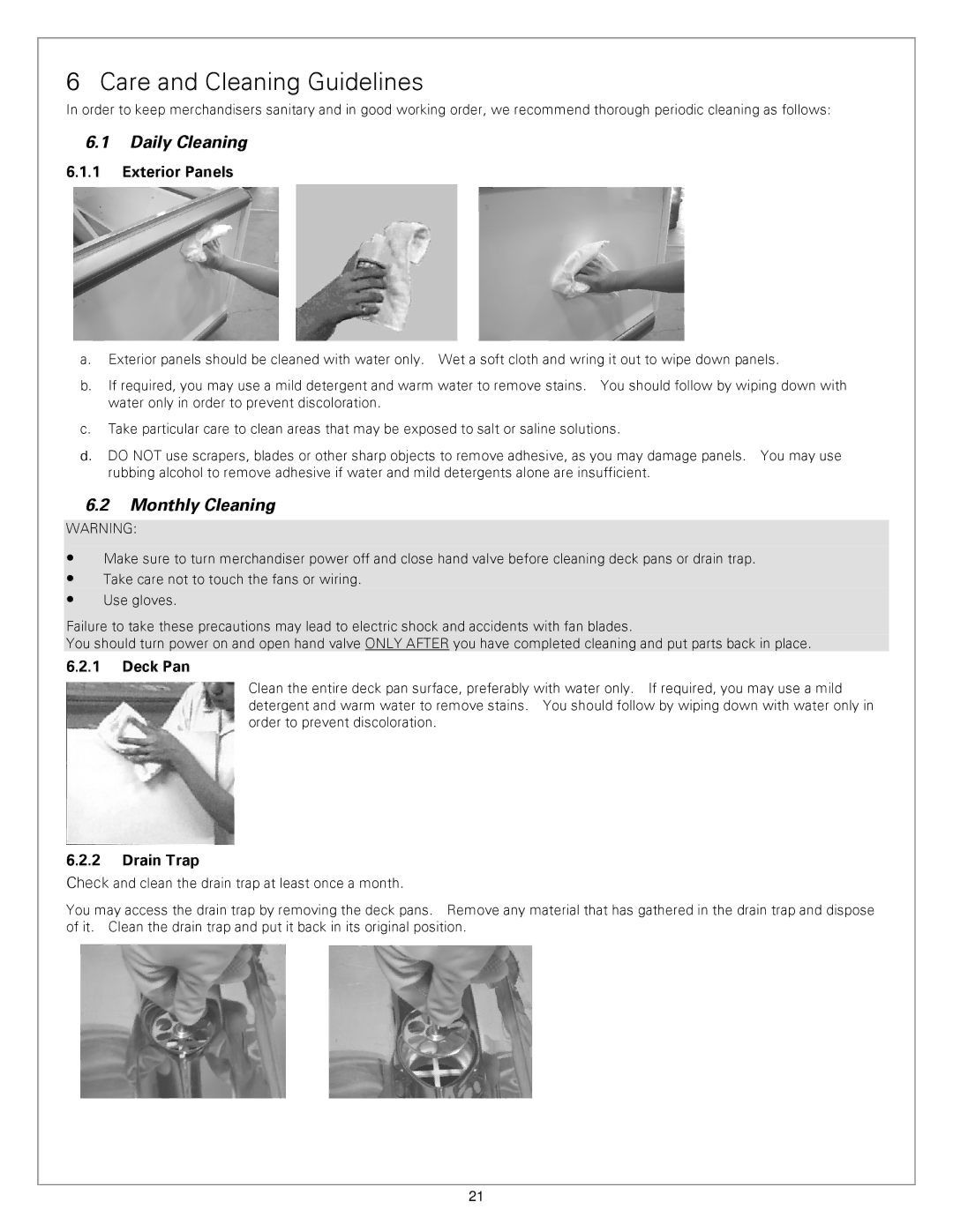 Sanyo TVQ-EXA089K, TVQ-EXA029K. TVQ-EXACK service manual Care and Cleaning Guidelines, Daily Cleaning, Monthly Cleaning 